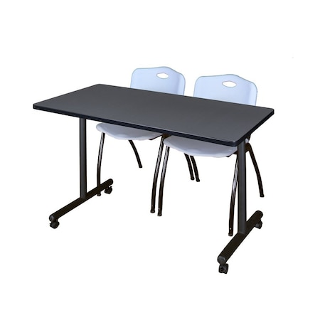 Kobe Rectangle Tables > Training Tables > Kobe Mobile Table & Chair Sets, 48 W, 24 L, 29 H, Grey MKTRCC4824GY47GY